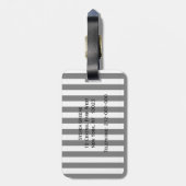 Zwart Witte Strepen, Paars Label Monogram Bagagelabel (Achterkant verticaal)