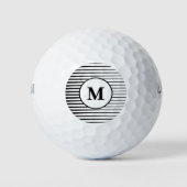 Zwart-witte strepen patronen monogrammen Stijlvol Golfballen (Voorkant)