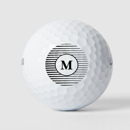 Zwart-witte strepen patronen monogrammen Stijlvol Golfballen (Voorkant)