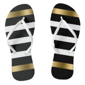 Zwart-witte strepen patroon goudaccenten in bad teenslippers (Voetbed)