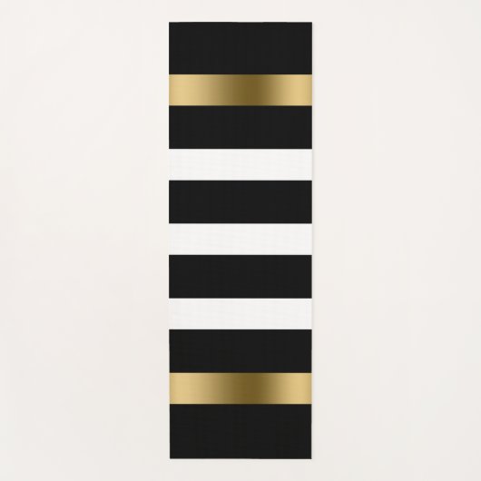 Zwart-witte strepen patroon goudaccenten in bad yogamat (Voorkant)