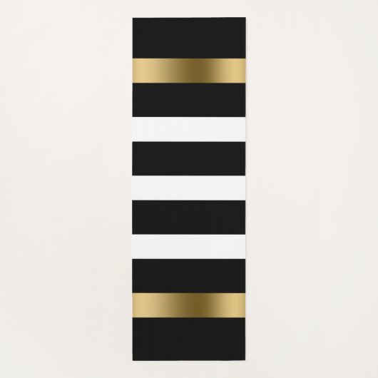 Zwart-witte strepen patroon goudaccenten in bad yogamat (Achterkant)