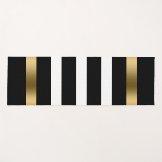 Zwart-witte strepen patroon goudaccenten in bad yogamat (Voorkant (horizontaal))