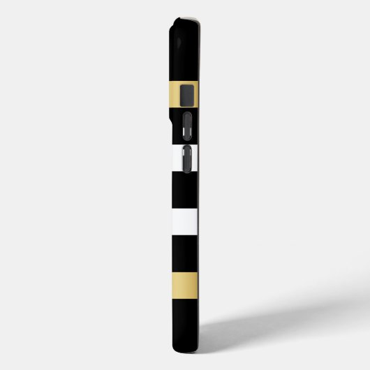 Zwart-witte strepen patroon gouden accenten Case-Mate iPhone case (Achterkant / Links)