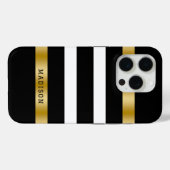 Zwart-witte strepen patroon gouden accenten Case-Mate iPhone case (Achterkant (horizontaal))