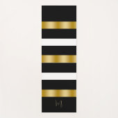 Zwart & Witte Strepen Patroon Gouden Streep Accent Yogamat (Voorkant)