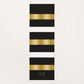 Zwart & Witte Strepen Patroon Gouden Streep Accent Yogamat (Achterkant)