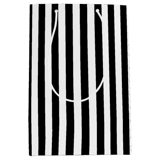 Zwart Witte strepen Patroon Medium Cadeauzakje (Voorkant)
