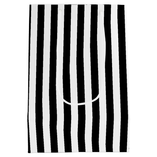 Zwart Witte strepen Patroon Medium Cadeauzakje (Achterkant)