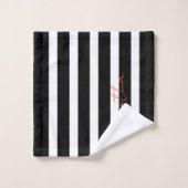 Zwart-witte strepen patroon Monogram Bad Handdoek (Wasdoekje)