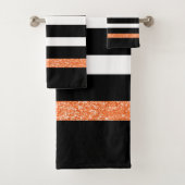Zwart-witte strepen patroon sinaasappel accent bad handdoek (Insitu)