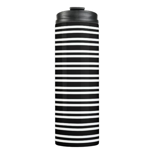 Zwart Witte Strepen Patroon Thermosbeker (Voorkant)