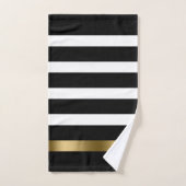 Zwart-witte strepen patroongouden accenten bad handdoek (Handdoek)