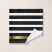 Zwart-witte strepen patroongouden accenten bad handdoek (Wasdoekje)