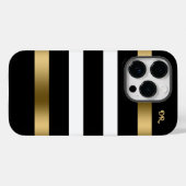 Zwart-witte strepen patroongouden accenten Case-Mate iPhone case (Achterkant (horizontaal))