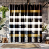 Zwart-witte strepen patroongouden accenten douchegordijn