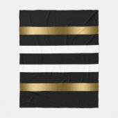 Zwart-witte strepen patroongouden accenten fleece deken (Voorkant)