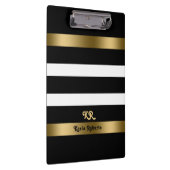 Zwart-witte strepen patroongouden accenten klembord (Rechts)