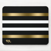 Zwart-witte strepen patroongouden accenten muismat (Voorkant)