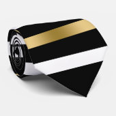 Zwart-witte strepen patroongouden accenten stropdas (Opgerold)