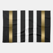 Zwart-witte strepen patroongouden accenten theedoek (Horizontaal)