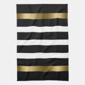 Zwart-witte strepen patroongouden accenten theedoek (Verticaal)