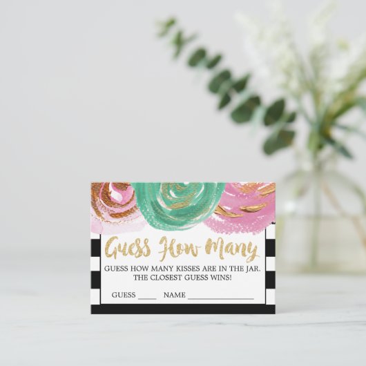 Zwart Witte Strepen Raad Hoeveel Kusjes Kaarten (Staand voorkant)