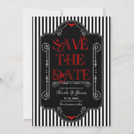 Zwart Witte Strepen Rode Gotische Vleermuis Bruilo Save The Date