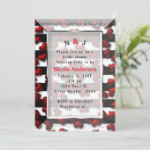 Zwart Witte Strepen & Rode Harten Bruidsmeisjesfee Kaart (Staand voorkant)