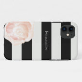 Zwart-witte strepen Roos Case-Mate iPhone Case (Achterkant (horizontaal))
