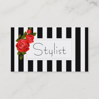 Zwart-witte strepen, Rozen haarlijst Visitekaartje