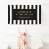 Zwart-witte strepen Salon Banner (Insitu)