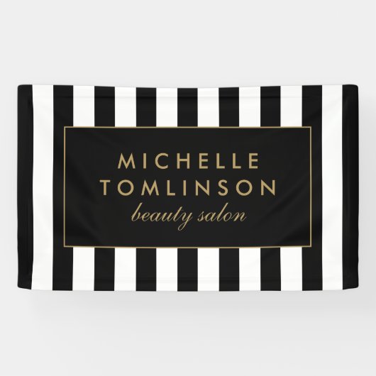 Zwart-witte strepen Salon Banner (Horizontaal)