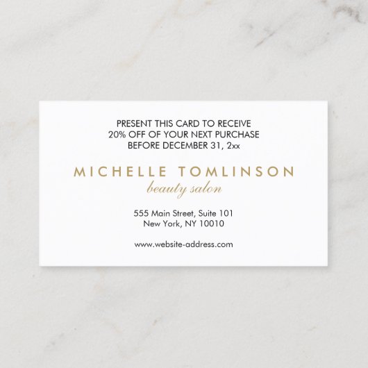 Zwart-witte strepen Salon III Coupon Kaart (Achterkant)