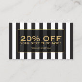 Zwart-witte strepen Salon III Coupon Kaart (Voorkant)