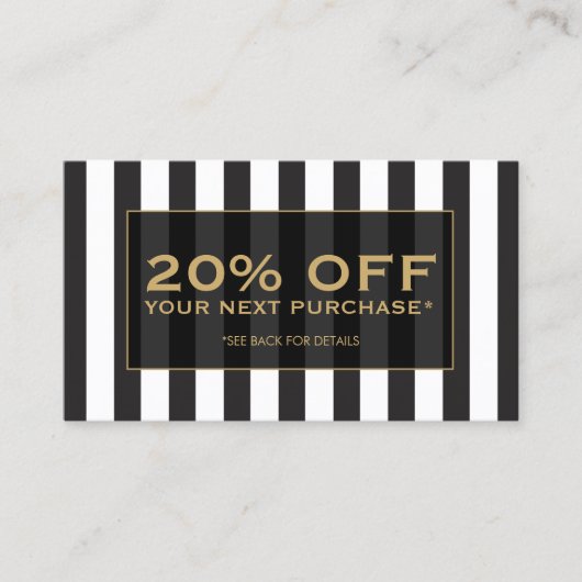 Zwart-witte strepen Salon III Coupon Kaart (Voorkant)