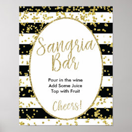 Zwart-witte strepen Sangria Bar Poster