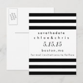 Zwart-witte strepen Save the Date Briefkaart (Voorkant / Achterkant)