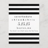 Zwart-witte strepen Save the Date Briefkaart (Voorkant)