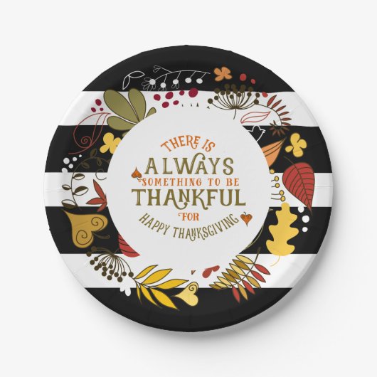 Zwart-witte strepen, schitterend en altijd bedankt papieren bordje (Voorkant)