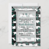 Zwart Witte Strepen & Smaragdgroene Harten Bruidsd Kaart (Voorkant)