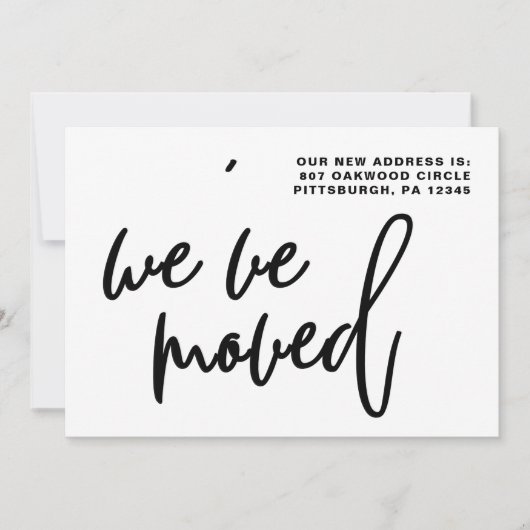 Zwart-witte strepen Verandering van adres Aankondiging (Voorkant)