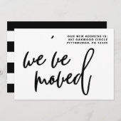 Zwart-witte strepen Verandering van adres Aankondiging (Voorkant / Achterkant)