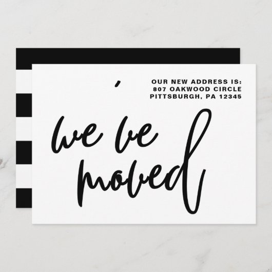 Zwart-witte strepen Verandering van adres Aankondiging (Voorkant / Achterkant)