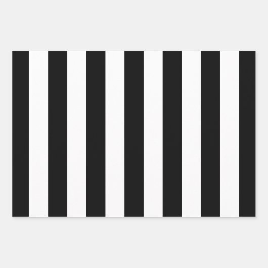 Zwart-witte strepen Verticaal gestreept patroon Inpakpapier Vel (Voorkant 2)