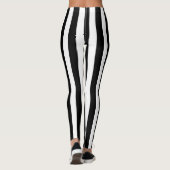 Zwart-witte strepen Verticaal halloween kostuum Leggings (Achterkant)