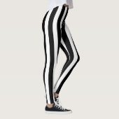 Zwart-witte strepen Verticaal halloween kostuum Leggings (Rechts)
