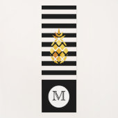 Zwart witte strepen voor gouden anananasappelmonog yogamat (Voorkant)