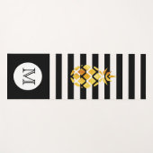 Zwart witte strepen voor gouden anananasappelmonog yogamat (Voorkant (horizontaal))