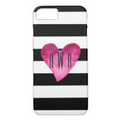 Zwart + witte strepen Waterverf Hartmonogram Case-Mate iPhone Case (Achterkant)